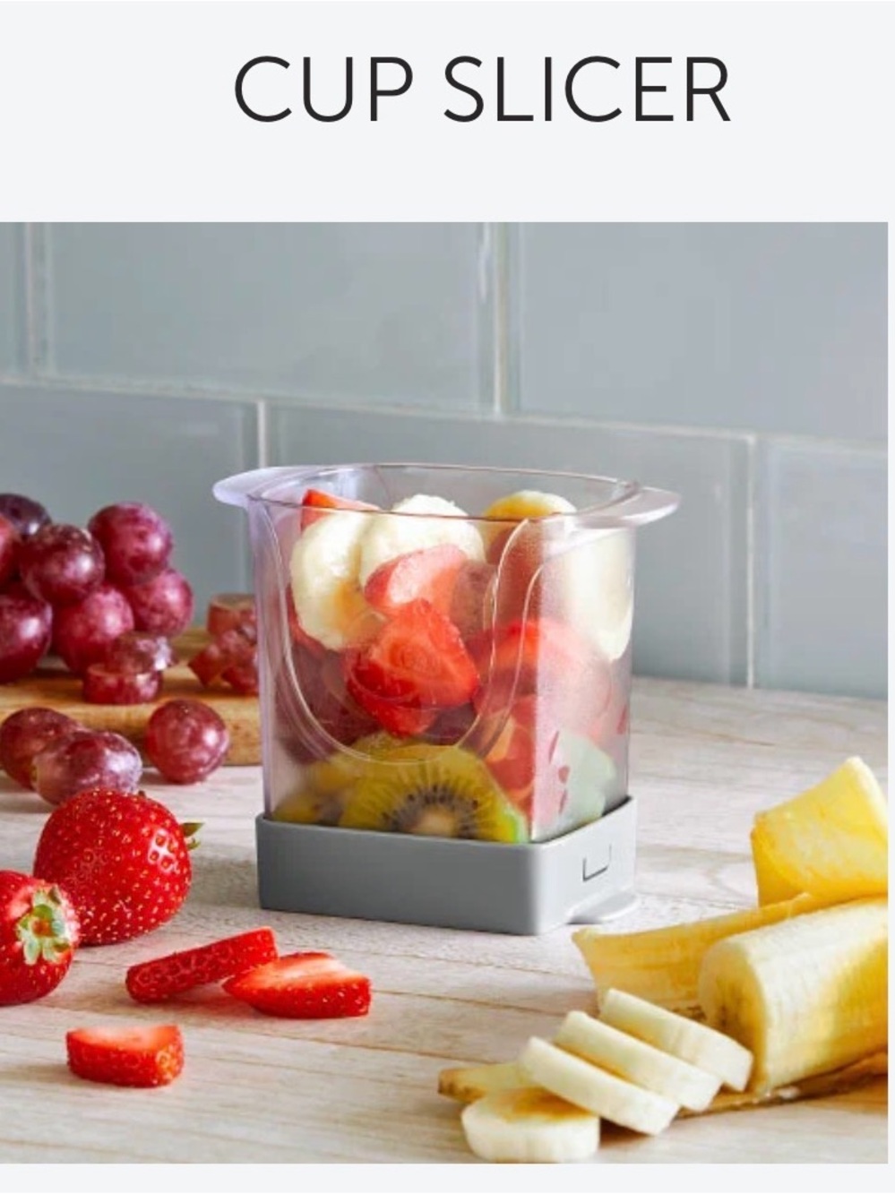 Pampered Chef Cup Slicer - Clear and Gray Fruit Cutter